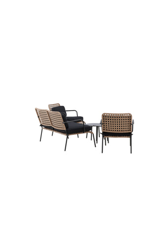 Venture Home Paola Soffset - Black Steel / Nature Wicker / Black Cushion