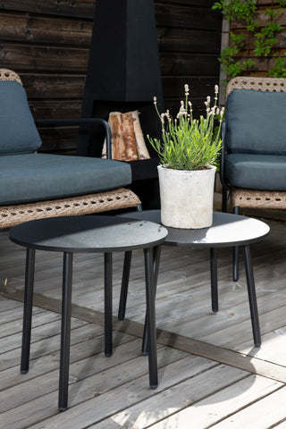 Venture Home Paola Soffset - Black Steel / Nature Wicker / Black Cushion