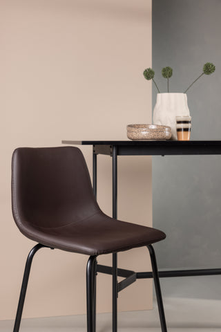 Venture Home Alexi Barstol 2-pack - Mattsvart / Mörkbrun PU