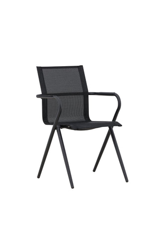 Alina Matstol 6-pack - Svart Alu / Svart Textilene (stapelbar stol)
