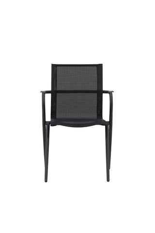 Alina Matstol 6-pack - Svart Alu / Svart Textilene (stapelbar stol)