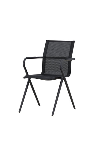 Alina Matstol 6-pack - Svart Alu / Svart Textilene (stapelbar stol)