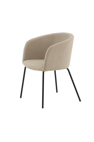 Berit stol - svart / beige tyg (polyesterlinne)