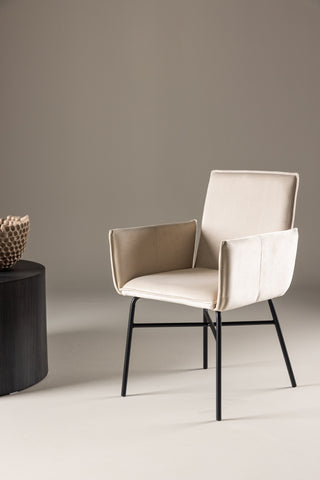 Venture Home Petra Matstol - Svart / Beige sammet