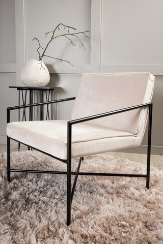 Rakel Enkelsoffa - Svart / Beige sammet