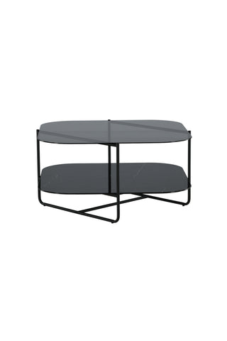un-line Soffbord Svart/Rökt glas/svart glasmarmor