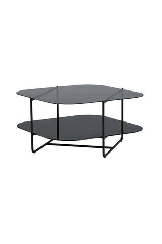 un-line Soffbord Svart/Rökt glas/svart glasmarmor