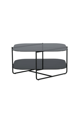 un-line Soffbord Svart/Rökt glas/svart glasmarmor