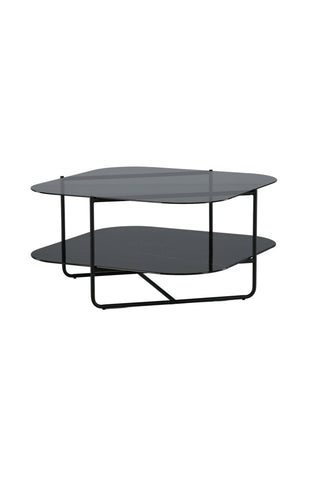 un-line Soffbord Svart/Rökt glas/svart glasmarmor