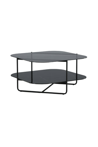 un-line Soffbord Svart/Rökt glas/svart glasmarmor