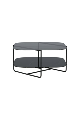 un-line Soffbord Svart/Rökt glas/svart glasmarmor
