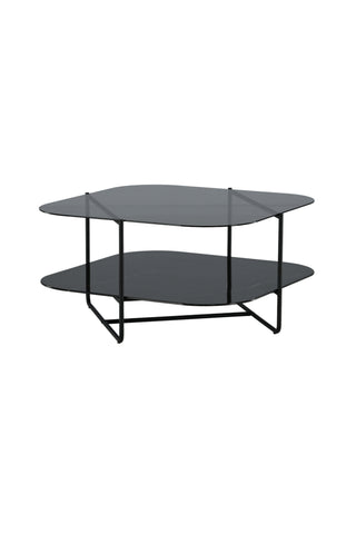 un-line Soffbord Svart/Rökt glas/svart glasmarmor
