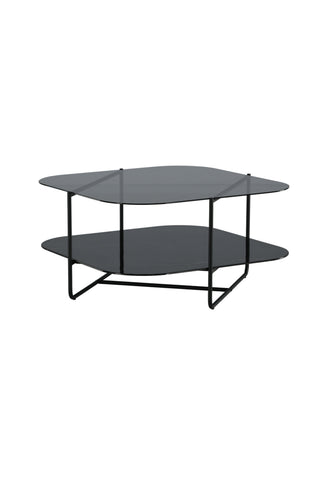un-line Soffbord Svart/Rökt glas/svart glasmarmor