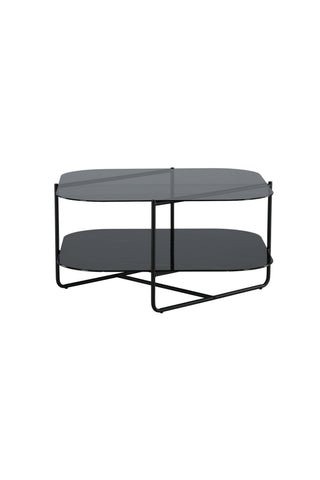 un-line Soffbord Svart/Rökt glas/svart glasmarmor