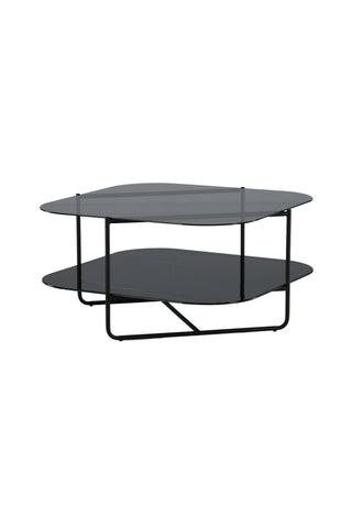 un-line Soffbord Svart/Rökt glas/svart glasmarmor