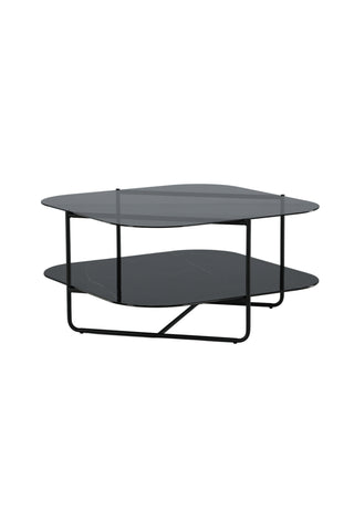 un-line Soffbord Svart/Rökt glas/svart glasmarmor