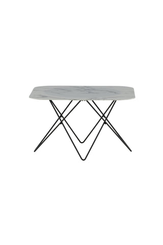 Tristar Soffbord - Svart / Vit glasmarmor