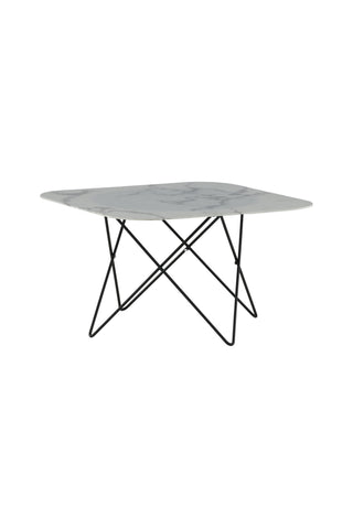 Tristar Soffbord - Svart / Vit glasmarmor