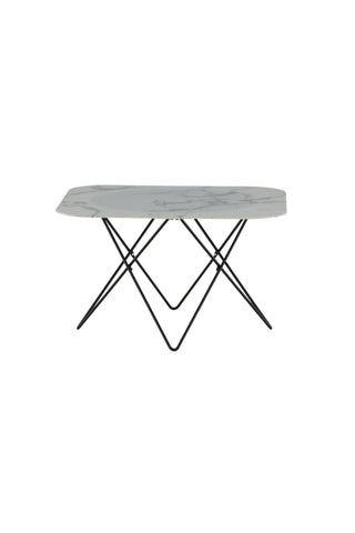 Tristar Soffbord - Svart / Vit glasmarmor