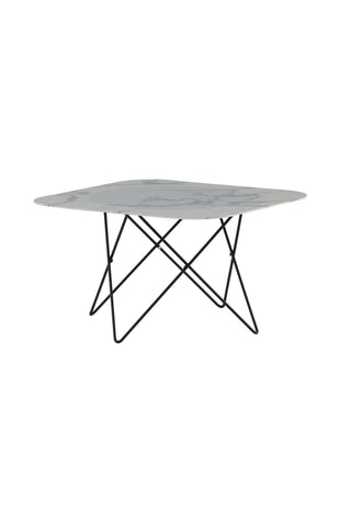 Tristar Soffbord - Svart / Vit glasmarmor