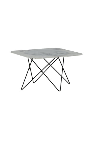 Tristar Soffbord - Svart / Vit glasmarmor