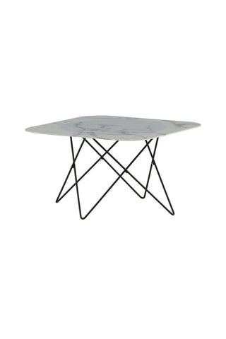 Tristar Soffbord - Svart / Vit glasmarmor