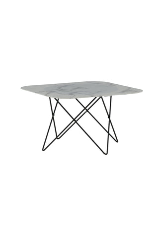 Tristar Soffbord - Svart / Vit glasmarmor