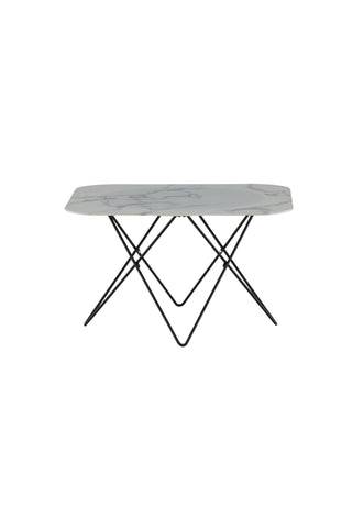 Tristar Soffbord - Svart / Vit glasmarmor