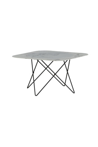 Tristar Soffbord - Svart / Vit glasmarmor