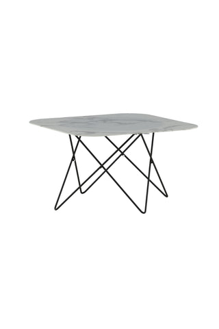 Tristar Soffbord - Svart / Vit glasmarmor