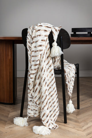 Venture Home Unny Throw Akryl - Vit / Brun - 170*130