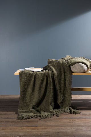 Venture Home Stanly Throw poly/band/tofsar - Grön / - 170*130