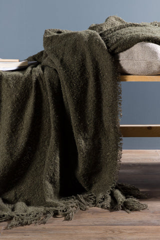 Venture Home Stanly Throw poly/band/tofsar - Grön / - 170*130