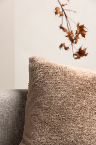 Venture Home Thea Kuddfodral Kaninpäls/Poly Velvet - Beige 50x50