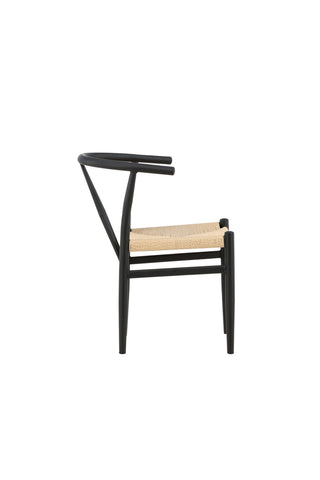 Venture Home Alfons Matstol - Svart / Beige rep