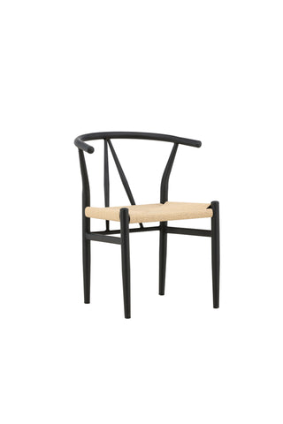 Venture Home Alfons Matstol - Svart / Beige rep