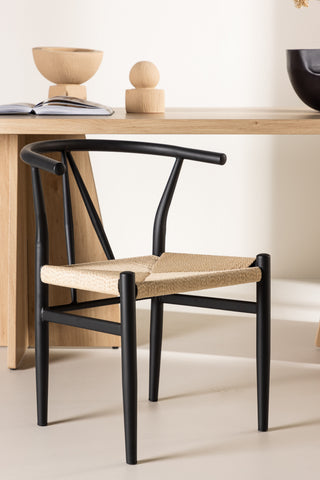 Venture Home Alfons Matstol - Svart / Beige rep