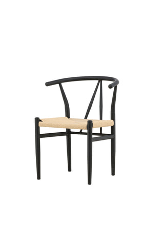 Venture Home Alfons Matstol - Svart / Beige rep