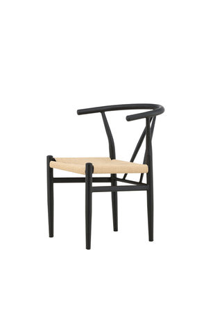 Venture Home Alfons Matstol - Svart / Beige rep