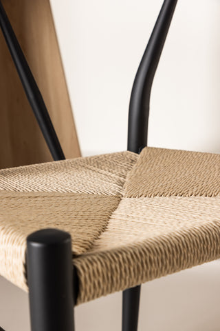 Venture Home Alfons Matstol - Svart / Beige rep