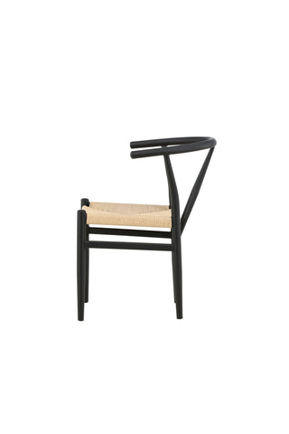Venture Home Alfons Matstol - Svart / Beige rep