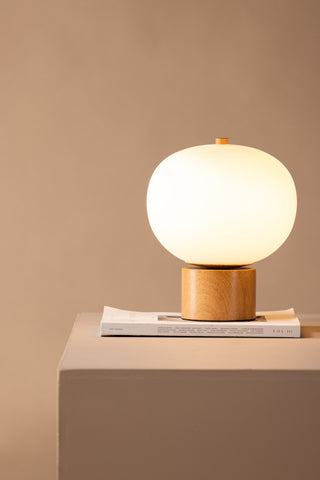 Venture Home Cholet Bordslampa - Natur / Vitt glas