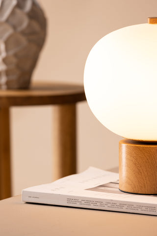 Venture Home Cholet Bordslampa - Natur / Vitt glas