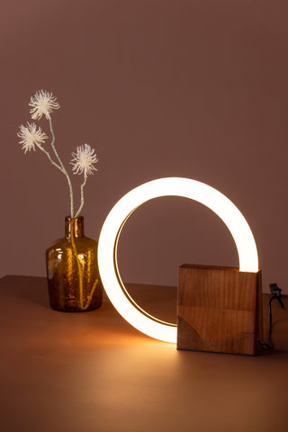 Venture Home Brive Bordslampa - Mörk valnöt/Mocca / Vit akryl