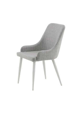 Plaza Matstol 2-pack - Vita ben - Ljusgrå tyg