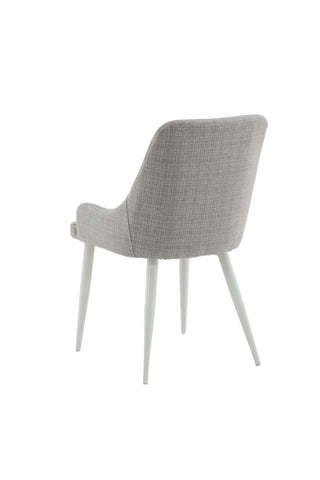 Plaza Matstol 2-pack - Vita ben - Ljusgrå tyg