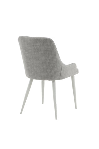 Plaza Matstol 2-pack - Vita ben - Ljusgrå tyg