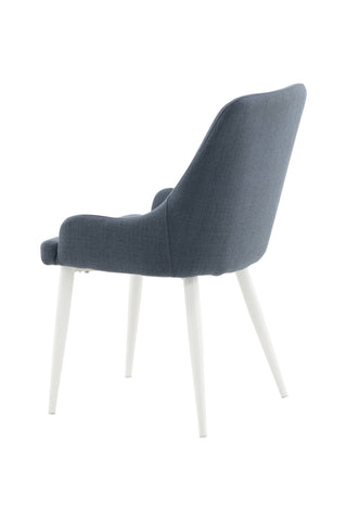 Plaza Matstol 2-pack - Vita ben - Blått tyg