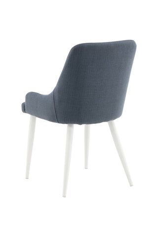 Plaza Matstol 2-pack - Vita ben - Blått tyg