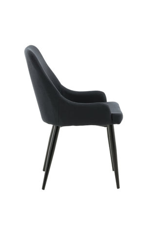 Plaza Matstol 2-pack - Svarta ben - Svart tyg
